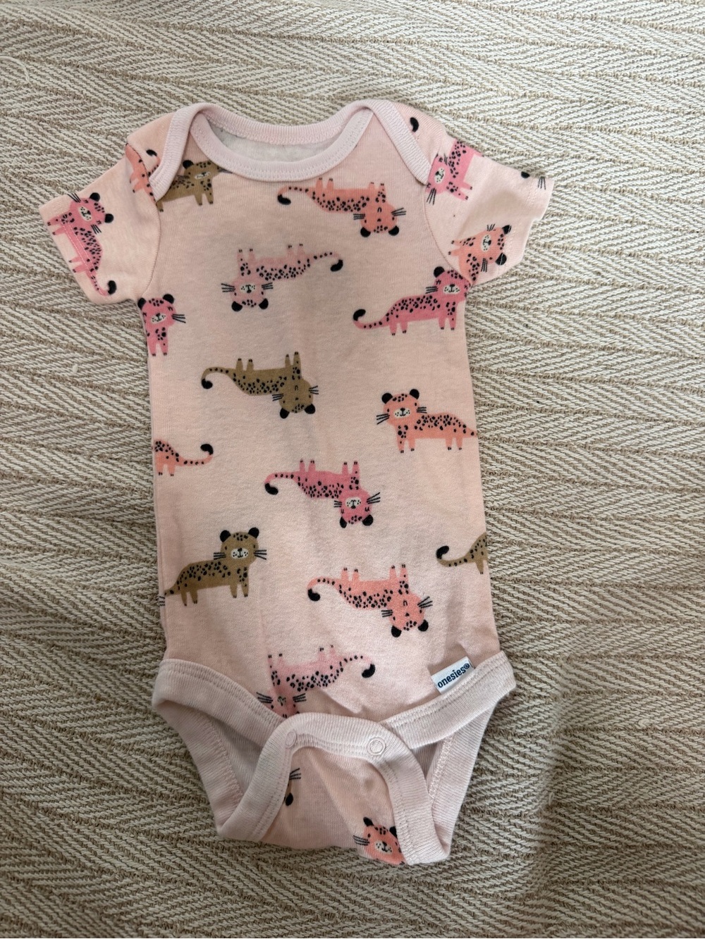 Gerber Light Pink Baby Bodysuit with Pink and Tan Leopard Print